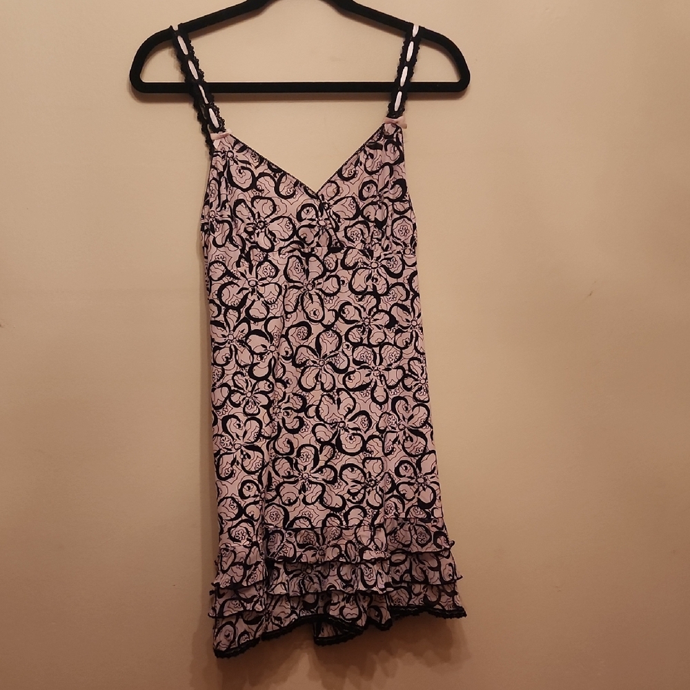Floral Pink and Black Sleeveless Dress - Picture 1 of 4
